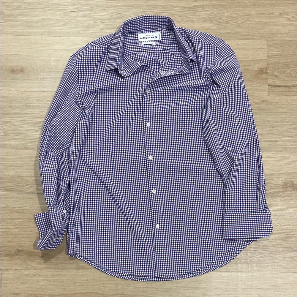 Michael Kors Men's Purple & White Gingham Dress Shirt